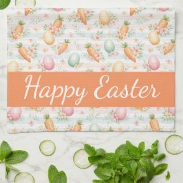 Paño De Cocina Huevos de Pascua y Zanahorias Patrón Acuarela Past