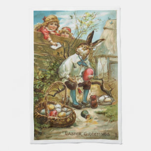 Paño De Cocina Huevos magníficos de la pintura del conejito de