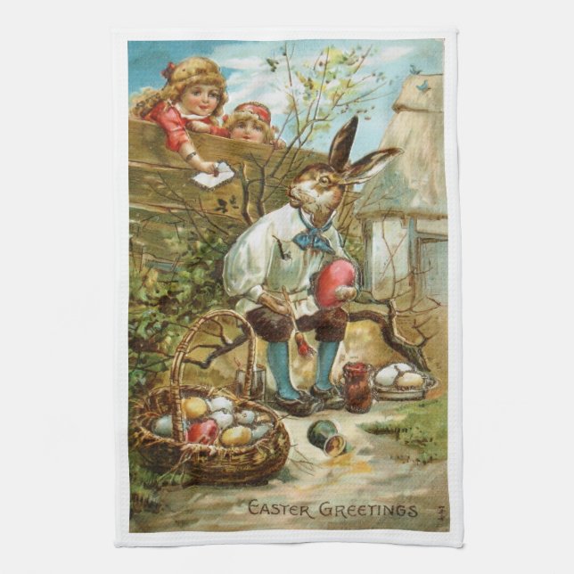 Paño De Cocina Huevos magníficos de la pintura del conejito de (Vertical)