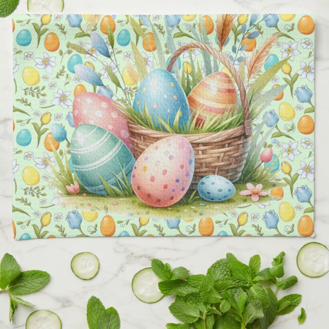 Paño De Cocina Huevos y flores de Semana Santa (Doblado)