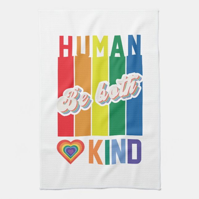 Paño De Cocina Humano | Ser amable | Arcoiris | LGBTQ (Vertical)