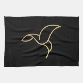 Paño De Cocina Hummingbird en estilo Monoline - Oro en negro