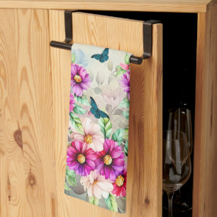 Paño De Cocina Hummingbirds Floral Tropical Vibrante