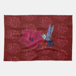 Paño De Cocina Hummingbirds Hibiscus Floral Art
