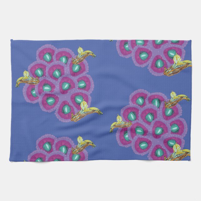 Paño De Cocina Hummingbirds Hibiscus Floral Art (Horizontal)