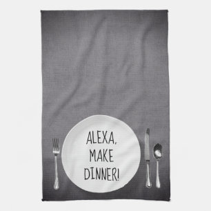 Paño De Cocina Humor de Alexa Command en gris