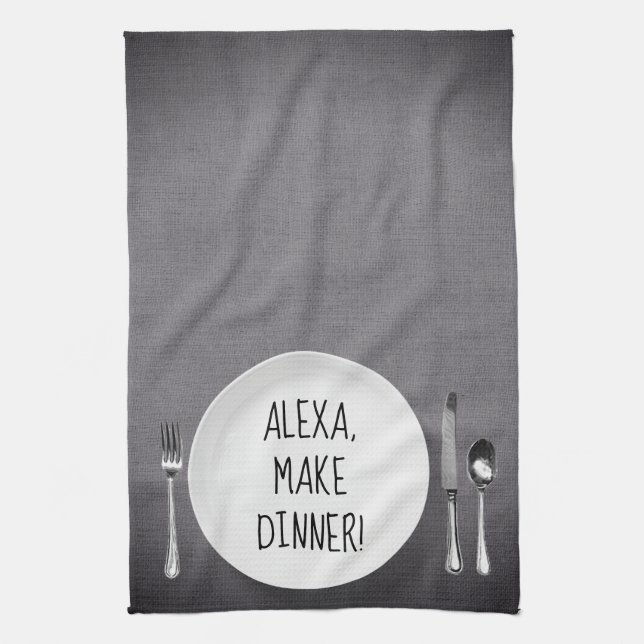 Paño De Cocina Humor de Alexa Command en gris (Vertical)