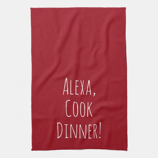 Paño De Cocina Humor de Alexa Command en rojo (Vertical)