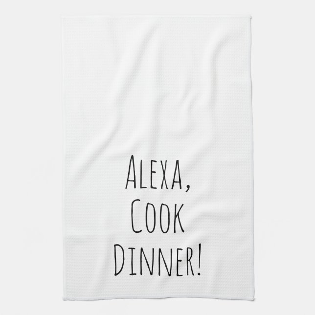 Paño De Cocina Humor de Alexa Command para cocinar (Vertical)