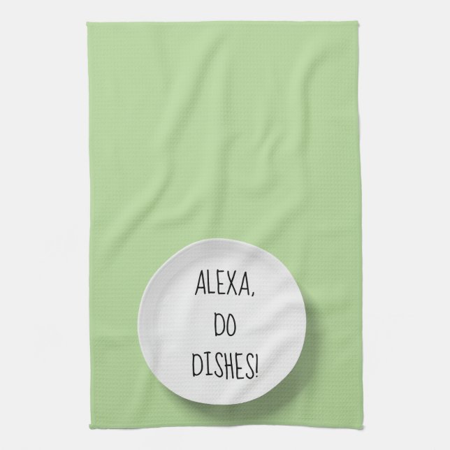 Paño De Cocina Humor de Alexa Command para lavar platos (Vertical)