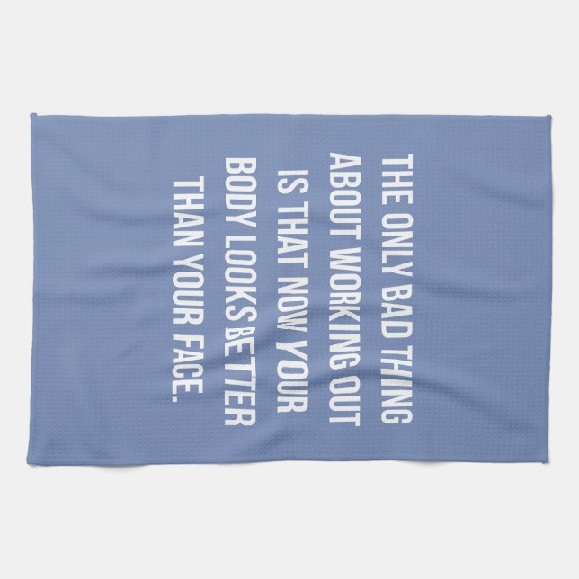 Paño De Cocina Humor de entrenamiento - cuerpo vs cara - Divertid (Horizontal)