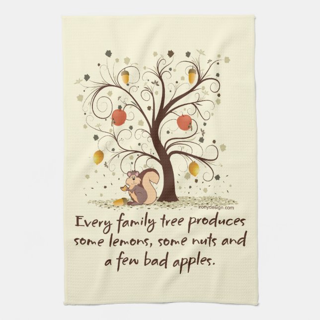 Paño De Cocina Humor del árbol de familia (Vertical)