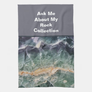 Paño De Cocina Humor del coleccionista de rock Piedra pulida verd