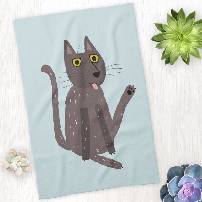 Paño De Cocina Humor gato gracioso (Funny cat washing kitchen towel)
