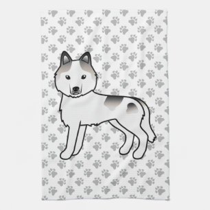 Paño De Cocina Husky Siberiano Pío Gris Perro de Dibujos Animados