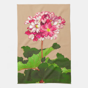 Paño De Cocina Hydrangea del japonés del vintage. Rosa y verde