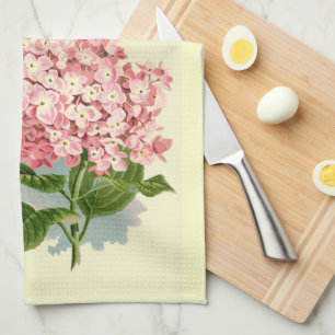 Paño De Cocina Hydrangea rosado del vintage