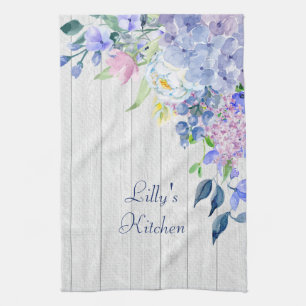 Paño De Cocina Hydrangeas personalizados rústicos de la púrpura