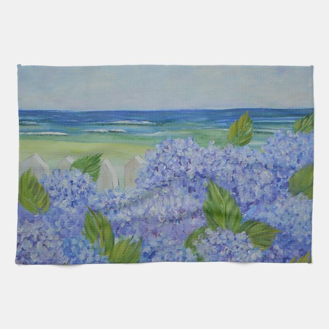 Paño De Cocina Hydrangeas por el mar (Horizontal)