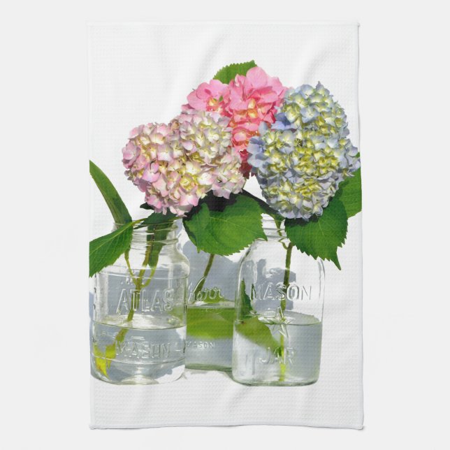 Paño De Cocina Hydrangeas y Mason jar (Vertical)