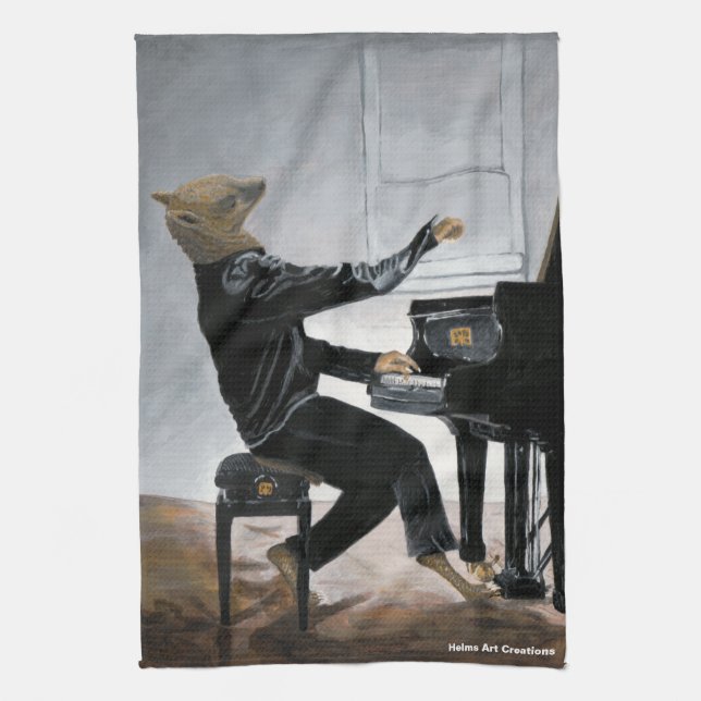 Paño De Cocina Hyena Piano Music Player Fantasy Art Kitchen Toall (Vertical)