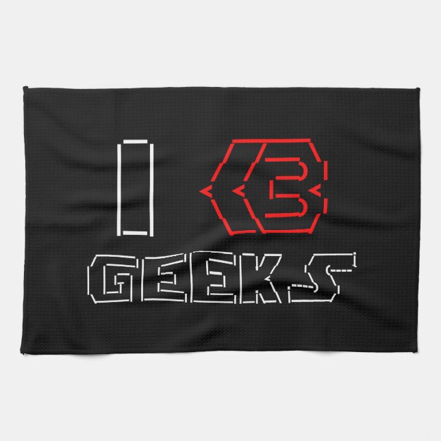 Paño De Cocina I Heart Geeks ASCII ART (Horizontal)