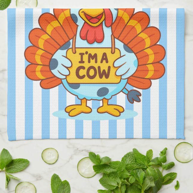 Paño De Cocina I’m a Cow Turkey | Funny Thanksgiving Disguise (Doblado)