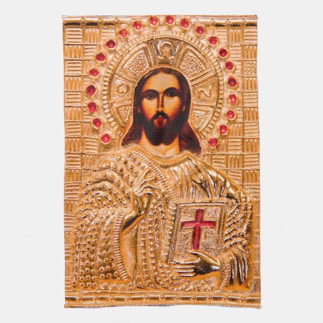 Paño De Cocina Icono de oro del Jesucristo (Vertical)