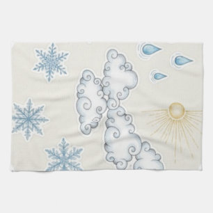 Paño De Cocina Iconos climáticos caprichosos: sol, nubes, lluvia 