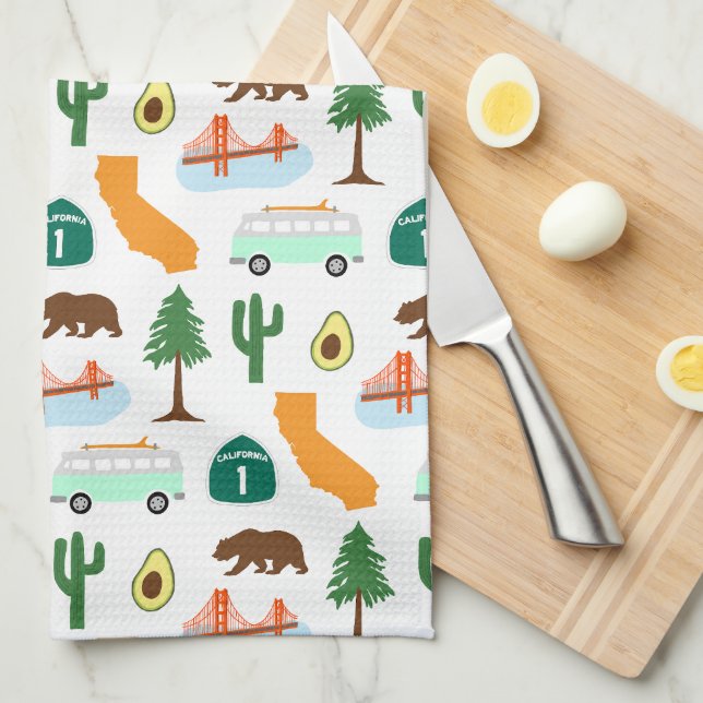 Paño De Cocina Iconos de California (Doblado Cuarto)