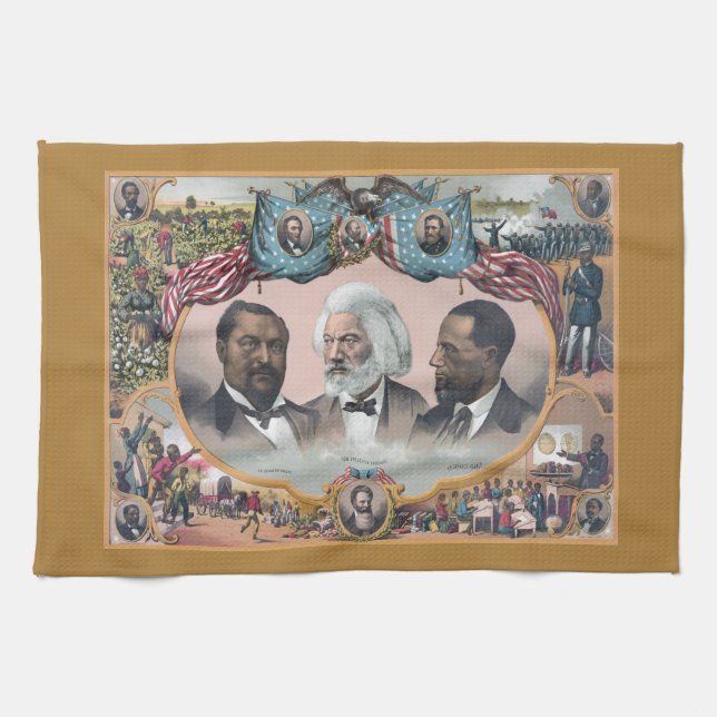 Paño De Cocina Iconos de la Historia Negra: Con Frederick Douglas (Horizontal)