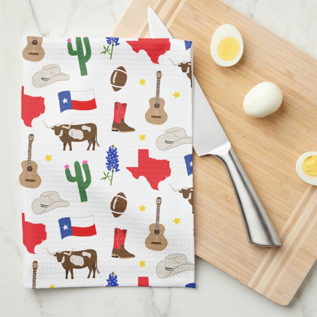 Paño De Cocina Iconos de Texas (Doblado Cuarto)