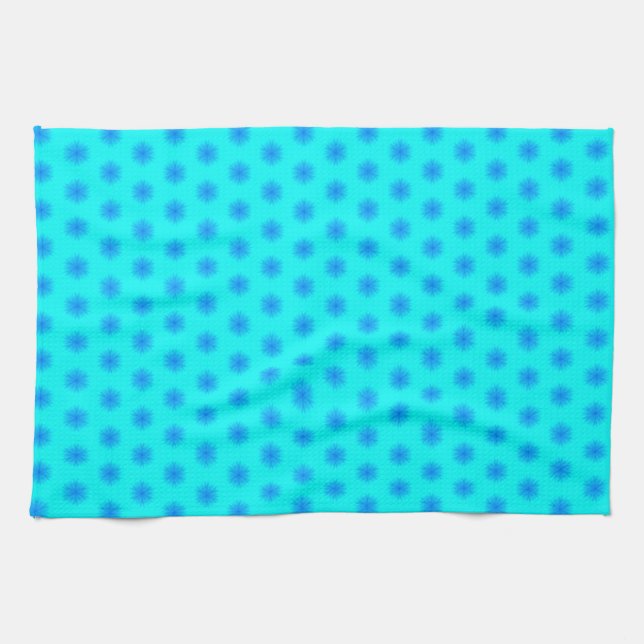 Paño De Cocina Icy Aqua y Blue Snflake Pattern (Horizontal)