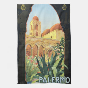 Paño De Cocina Iglesia de Palermo en Italia, Arte de cartel de vi