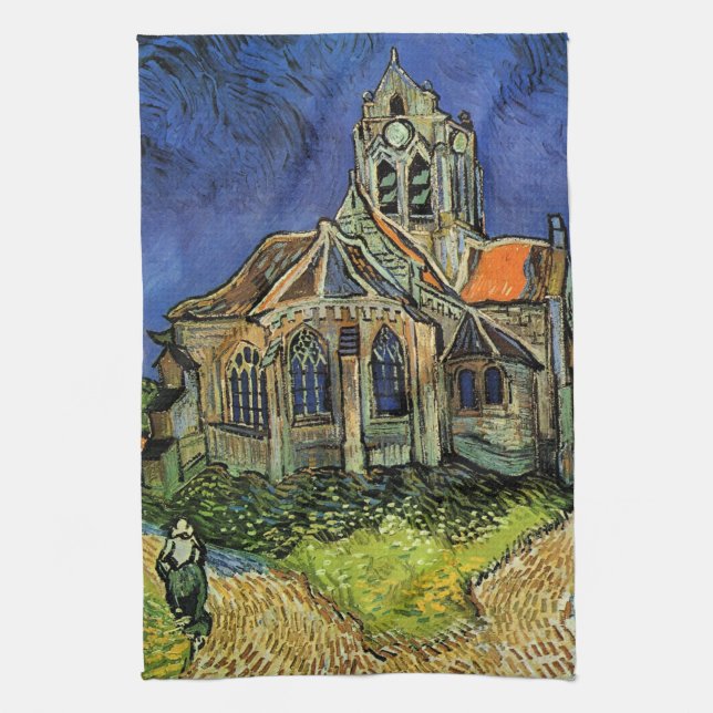 Paño De Cocina Iglesia en Auvers-sur-Oise por Vincent van Gogh (Vertical)