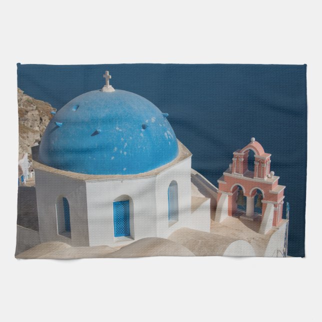 Paño De Cocina Iglesia en la isla de Santorini, Grecia (Horizontal)