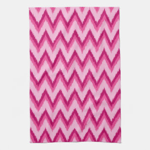 Paño De Cocina Ikat Chevron Stripes - Fuchsia y rosa pálido