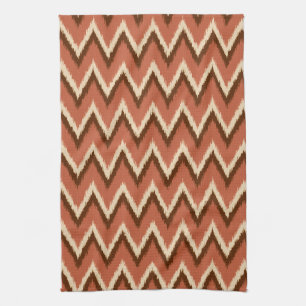 Paño De Cocina Ikat Chevron Stripes - Rust, Brown y Beige