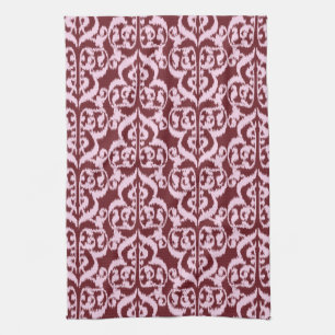 Paño De Cocina Ikat Moorish Damask - Borgoña y rosa
