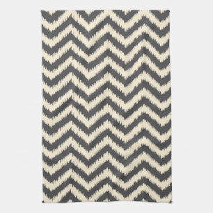 Paño De Cocina Ikat negro y poner crema Chevron