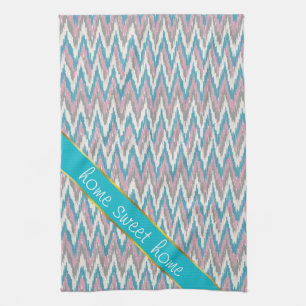 Paño De Cocina Ikat rosa y azul turbio