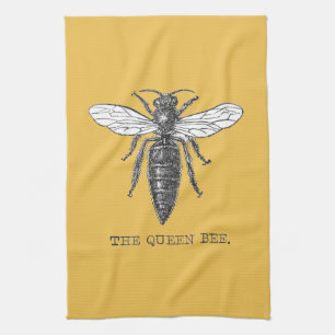 Paño De Cocina Ilustración antigua de insecto bug abeja reina