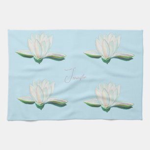 Paño De Cocina Ilustracion blanco Lotus luminoso personalizado