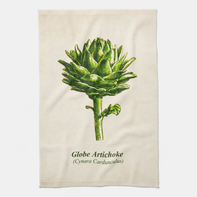 Paño De Cocina Ilustracion Botánico Vintage, Artichoke (Vertical)