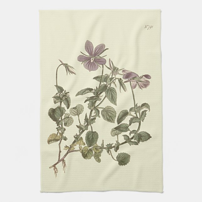 Paño De Cocina Ilustracion Botánico Violeta Cuerno (Vertical)