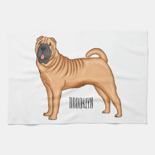 Paño De Cocina Ilustracion chino de personalizado de perro Shar-P