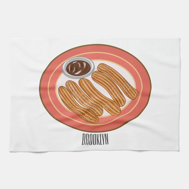 Paño De Cocina Ilustracion Churro personalizado (Horizontal)