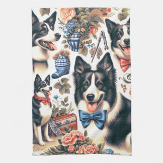 Paño De Cocina Ilustracion Cute Vintage Border Collie