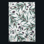 Paño De Cocina Ilustracion de acuarela de oliva negra rusa<br><div class="desc">Bonito ilustracion rústico de olivos acuarelas</div>