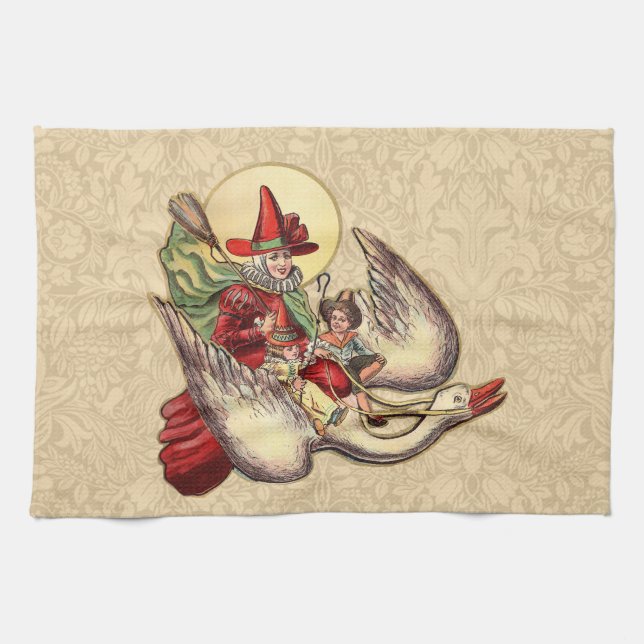 Paño De Cocina Ilustracion de Antigüedades de Madre Goose (Horizontal)